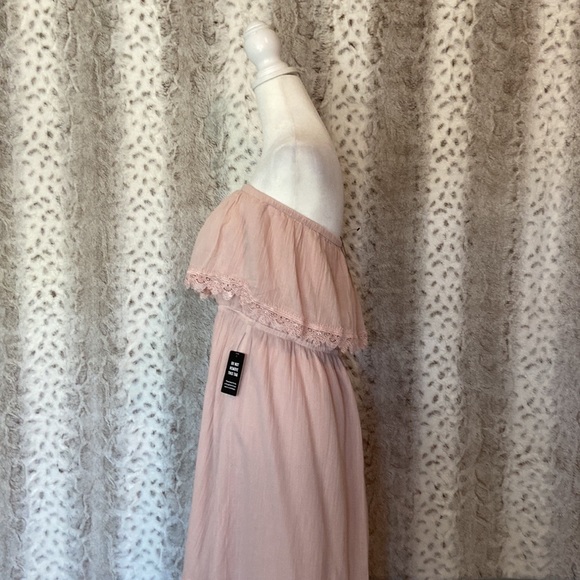 NWT! Express strapless off the shoulder dress ruffle with delicate lace boho - Picture 11 of 13